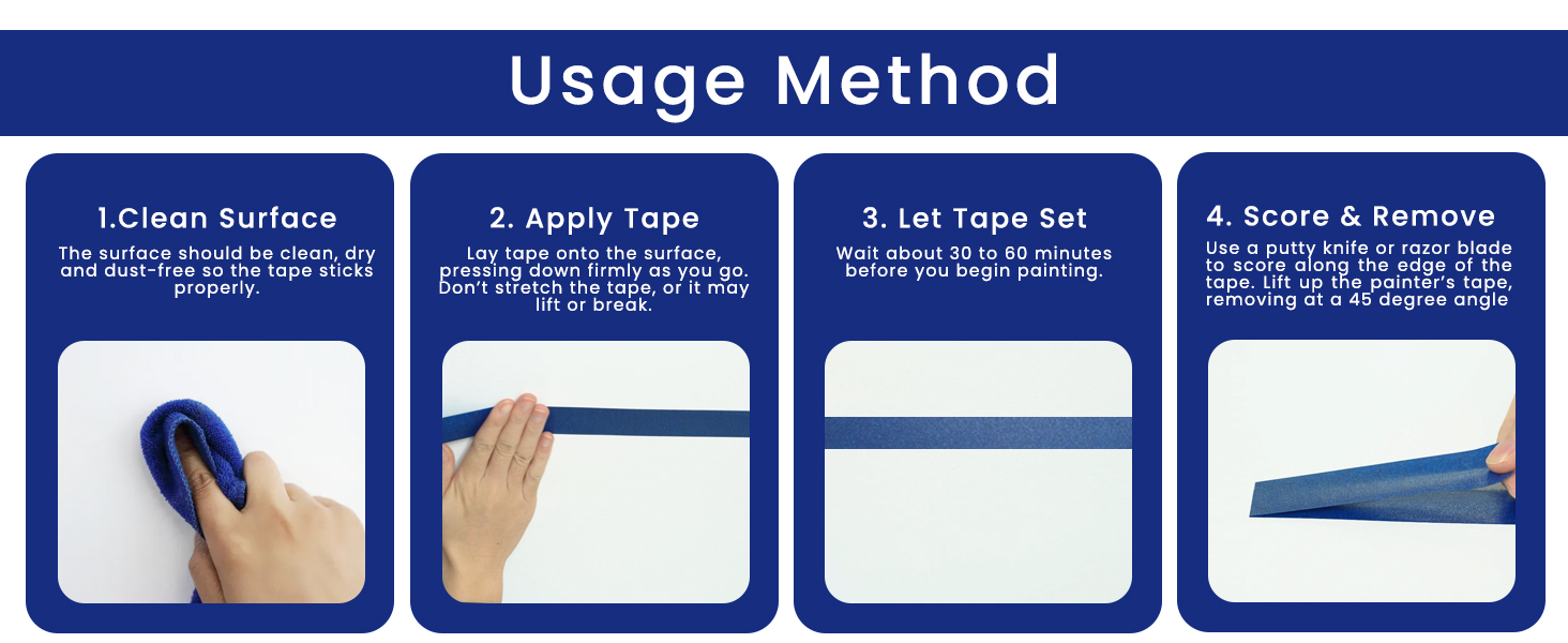 TAPEBEAR 6Rolls Blue Painters Tape Multi-Surface Masking Tape 1.41" x60Yard