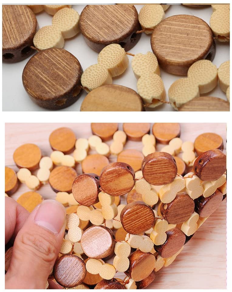 2 Pieces Flower Shape Bamboo Wood Coasters Heat Insulation Pad/Table Mats Placemats for Big Pans Pots - Brown