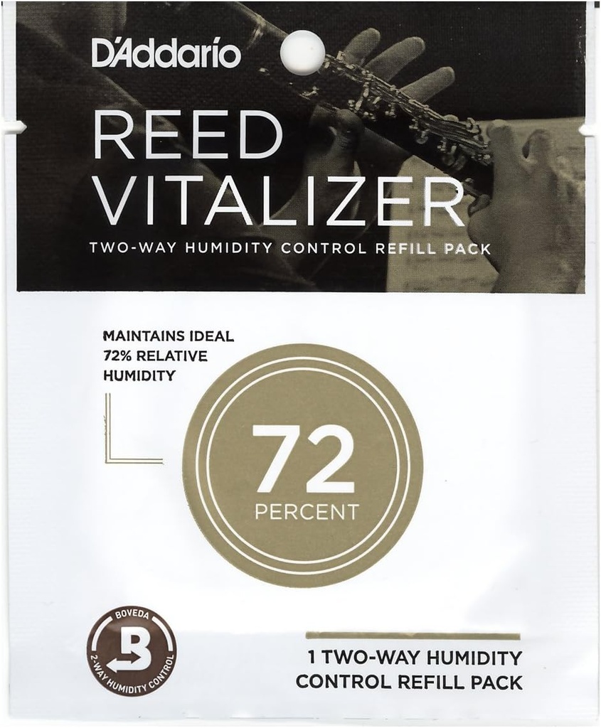 D’Addario Woodwinds Reed Vitalizer Humidity Control - Single Refill Pack, 72% Humidity