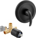 SKOWLL Shower Valve Wall Mount Black Shower Mixer Valve Kit Bathroom Single Function Shower Flow Control Valve Brass Shower Valve Kit Include Round In One
