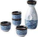 Japanese Sake Set, 5 Piece Sake Cup Set Traditional Hand Painted Ceramic Wine Glasses Porcelain Pottery Sake Crafts Sake Cup Cups