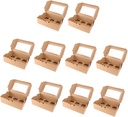 6 Cavities Cupcake Boxes with Window Paper Inserts Decorative Cake Carriers for Events