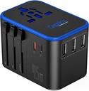 Ceptics Universal Travel Adapter, 45W International Power Adapter with PD & QC 3.0 Dual USB-C, 3 USB Travel Adapter Worldwide, Type I C G A Outlets 110V 220V A/C - EU Euro US UK (11-KU)