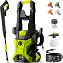 Electric Pressure Washer 2.5 GPM – High Pressure Power Washer with Foam Cannon, 4 Quick-Connect Nozzles, 20ft Hose & Compact Storage for Cars, Driveways, Patios & Home Cleaning