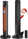 Portable Heater Outdoor Infrared 1500W 8 Heat Levels 8H Timers Carbon Fiber Tube Tip-Over&Overheat Protection IP65 Waterproof Electric Garden Heater, Deep Black