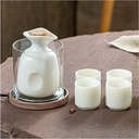 Ceramic Sake Set, Sake Set with Warmer, Traditional Hot Saka Set 7-Piece Including 1Pc Warming Mug, 1Pc Sake Pot, 4Pcs Sake Cups and Electric Heating Base,1 pot 6 cups