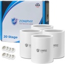 20-Stage Shower Head Filter Replacement Cartridge (No Housing) – Universal Shower Water Filter for Hard Water, Reduces Chlorine & Impurities for Softer Skin & Healthier Hair (Four Pack)