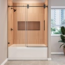 AHNDL Bathtub Shower Door 57"-61" W x 60" H Frameless Tub Glass Shower Door Sliding Doors with 3/8" (10mm) Clear Tempered Glass and Stainless Steel Handle for Bathroom (Black, 60"*60")
