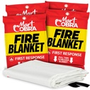 Mart Cobra Emergency Fire Blanket for Home and Kitchen - 4 Pack - Fire Blankets Emergency for Home Safety 40” x 40” - Suppression Shield Retardant Extinguisher Fiberglass Welding Fireproof Cloth Towel