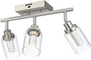 MELUCEE 3-Light LED Track Lighting Brushed Nickel Modern Ceiling Light Bathroom Wall Light with Flexibly Pivoting Heads, Built-in LED Chips, 5-Color Temperature Adjustable