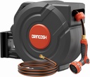 Retractable Garden Hose Reel 40m x 1/2" Any Length Lock 9 Pattern Nozzle 180° Swivel Wall Mounted Self Winding UV Resistant Heavy Duty Garden Outside Watering