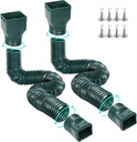 2 Pack Flexible Gutter Downspout Extensions Extendable from 21" to 67", Downspout Extender Comes with Adapters, Thickened Down spout Drain Extension for Rainwater Drainage(Green)