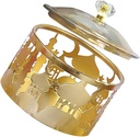 Ramadan Candy Jar with Lid, Gold Eid Mubarak Candy Dish Ramadan Trays Snacks Container Box Sugar Storage Bowl Ramadan Party Tray Arab Food Storage Jar
