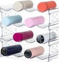 Clear Water Bottle Organizer,Stackable Bottle Storage Rack,4 Pack Wine and Tumbler Water Bottle Holder for Cabinet Organization and Storage,Plastic Wine Display/Drink Bottle Holder for Refrigerator