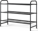 Kitsure Shoe Rack - Stainless Steel Shoe Organizer, Sturdy Shoe Rack for Closet and Front Door Entrance, Free Standing Shoe Shelf, Closet Organizers and Storage, 25.6" Wide - 3 Tier, Black