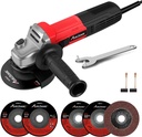 AVID POWER Angle Grinder, 7.5-Amp 4-1/2 inch Electric Grinder Power Tools with Grinding and Cutting Wheels, Flap Disc and Auxiliary Handle for Cutting, Grinding, Polishing and Rust Removal - Red