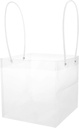 Party Favor Bags Clear Small Gift Bag With Handles Wedding Party Treat Bag For Sweet Candy Cookies Gift Florist Bags For Flower Bouquet Cake Carrier Bag Square Reusable Transparent Shopping Bag 5Pack