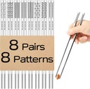 8 Pairs Metal Chopsticks Reusable 18/8 Stainless Steel Chopsticks Set Cute Laser Engraved Non-slip Japanese Korean Chinese Chopstick for Cooking Eating Dishwasher Safe 9.25" Chop Sticks Gift Set