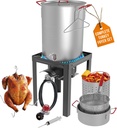 GasOne 30QT Turkey Fryer and 10QT Fish Fryer Set, Seafood Boil Steamer, Crawfish Boiler, Outdoor Cooker for Crab, Shrimp, Lobster, Complete Black Fryer Kit for Holiday and Seasonal Cooking
