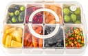 LUXEAR Divided Serving Tray with Lid and Handle Snack Box Charcuterie Container Dishwasher Safe 8 Compartment Snack Platters Portable Clear Organizer for Fruits, Candy, Snacks, Picnic, Travel