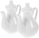 Ceramic Condiment Pot Vinegar Sauce Dispenser Multi-function Spice Jars and Rack