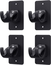 4 Pieces Self Adhesive Curtain Rod Bracket, Universal Plastic Curtain Rod Holders, No Drill Curtain Rod Brackets Curtain Rod Hooks for Bathroom, Bedroom, Livingroom, Kitchen (Black)