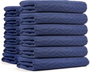 US Cargo Control Moving Blankets Heavy Duty 72"x80" 12-Pack, (43 lbs/doz), Packing Blankets for Moving Furniture, Shipping, Storage, and Freight, Blue Quilted Furniture Pads, MBSAVER43 Econo Saver