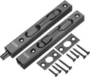 uxcell 2Pcs Door Bolts Latch 6 Inch, 304 Stainless Steel Security Door Guard Lever Action Flush Slide Lock for Inactive Leaf, Double Dummy Door, Black
