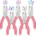 Honoson 5 Pieces Handheld Hole Paper Punch Metal Single Heart and Star Shapes Small Hole Punch Puncher with Soft Grip for DIY Craft Tags Clothing Ticket Scrapbook Tool, 3 Shapes
