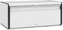 Brabantia Rectangular Fall Front Bread Box (White) Large Front Opening Flat Top Bread Store for Kitchen Counter, Fits 2 Loaves