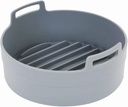 Premium Air Fryer Silicone Pot, Bowl, Basket | Food Safe Air Fryers Oven Accessories | Easy to Clean | Replacement of Parchment Liners | 6.3 inches in diameter, Gray