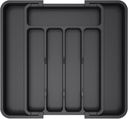 Lifewit Silverware Drawer Organizer, Expandable Utensil Tray for Kitchen, BPA Free Flatware and Cutlery Holder, Adjustable Plastic Storage for Spoons Forks Knives, 8.5"-14.1" x 12.1", Black