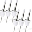 Liquor Bottle Dispenser Spouts – Classic Speed Pours for Alcohol, Olive Oil and Shave Ice Syrup – Rustproof Stainless Steel with Tapered Pouring Funnels and Dust Caps (6 Pack)