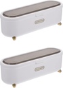 Storage Drawers 2pcs Flatware Tray with Lids - Plastic Cutlery Storage Box Kitchen Cutlery Utensil Drawer Organizer with Cover Silverware Countertop Storage Containers (White) Desktop Stand