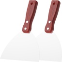 Putty Knife, 2PCS 6 Inch Stainless Steel Scraper Tool, Wooden Handle Metal Spackle Knives for Drywall, Decals, Wall Paper, Floor Tile, Patching, Painting, Taping, Scraping Coating
