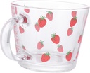 1pc Lovely Strawberry Pattern Cup Scale Strawberries Drinking Glass Mugs Lids for Breakfast