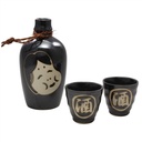 Mino Ware E-00206 Folk Art Sake Cup Set, Okame