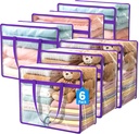 Budding Joy 6 Pack Clear Zippered Storage Bags for Clothes,40L Closet Organizers and Storage Containers Vinyl Moving Bag for Bedding, Linen, Blankets, Comforters, Clothing & Toys
