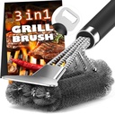 Grill Brush and Scraper-18 Adjustable Handle Safe BBQ Grill Brush for Outdoor Grill-Deep Grill Clearning Brush wih Bottle Operner Extra Strong BBQ Cleaner Accessories for Gas/Charcoal Grilling Grates