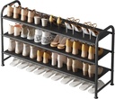 Shoe Rack 3 Tier Long Storage Organizer Wide Metal Shoe Shelf for Closet Entryway Black
