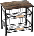 3-layer Kitchen Fruit Storage Basket Snack Rack, Countertop & Desktop Pull-out Metal Basket with Handle, Organizers