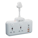 UltraProlink 6 in 1 Surge Extension Board |Device Safety with ISI Approved Heavy Duty Cable-25cm6 Ports-2 Fast Charge Type-C(PD 20W),2 USB-A Ports & 2 AC Sockets|3 Power Switches|Made in India|UM1272