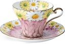 Aynsley Daisy Corset Fine Bone China English Tea Cup and Saucer Set, 5.1 oz(Pink)