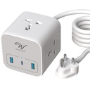 Wayona Power Strip Cube with 3 Universal Sockets PD USB C 20W and USB A Multiplug Extension Board