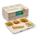 Eco Soul | 5 Compartment Bagasse Meal Tray | 11 Inch - Pack of 50 | Disposable Plates Big Size | Eco-Friendly, Durable & Leak-Proof | Great for Events, Caterers & Buffet