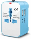 rts High Speed Travel Essentials Wall Charger Dual USB Universal Travel Adapter International All in One Worldwide Travel Multi Plug Adapter for USA EU UK AUS Cell Phone Laptop smart Phone (Blue)