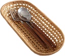 1pc Handmade Rattan Towel Storage Basket Large Khaki Knitting Plate Organizer for Kitchen Bathroom and Dining Use