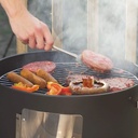 17-1/2" 3-IN-1 Smoke grill Built in termometer, Air Vent and Access Doors Multi-Layer Heavy duty Smoke BBQ with 3 wooden Handles for 8-20 Parties Backyard