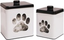 2pc Set Square Storage Dog Tin Container for Treats, Food, Storage, Supplies, Toys (Paw)
