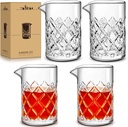 18 OZ Crystal Cocktail Stirring Glass, Thick Weighted Bottom - Bar Bartenders Tools Mixing Glass 4 PCS for Craft Bars & Professional Bartenders